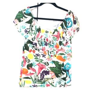 Anthropologie ruffle floral top